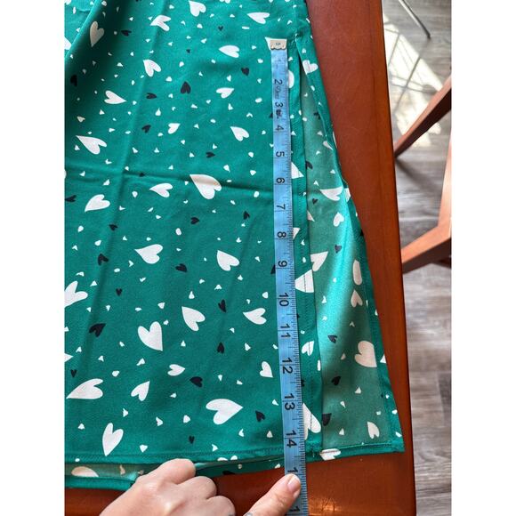 LOFT Green Heart Print Pull-On Midi Skirt Size M Elastic Waist NWT - Picture 7 of 7